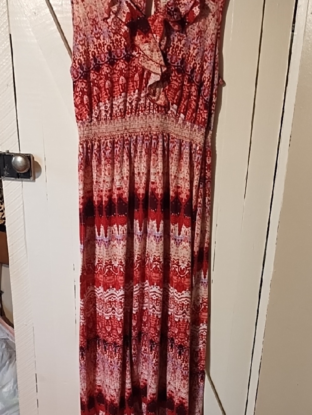 Faded Glory Red Patterned Sleeveless Maxi Dress VGC 2X.